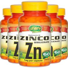 Imagem de Kit 5 Zinco Quelato Cápsulas 60 Cápsulas Unilife