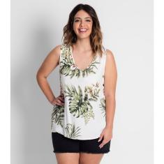 Imagem de Regata Plus Size Feminina Estampada Secret Glam Bege