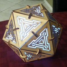 Imagem de Abajur de Mesa em formato de cubo em mdf - Completo
