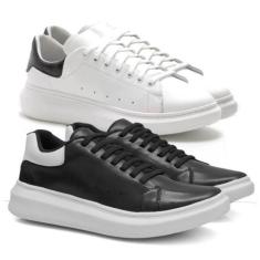 Imagem de Kit 2 Tenis Casual Masculino Sola Alta Flat Plataforma Facil Calce Con