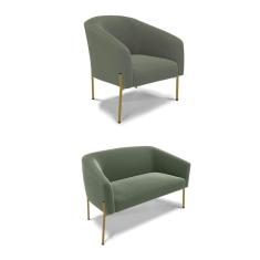 Imagem de Sofá Namoradeira e Poltrona Pé Ferro Dourado Stella Bouclê D03 - D`Rossi