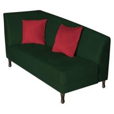 Imagem de Recamier Heitor 185cm com Almofada Lado Direito Suede Verde/Vermelho