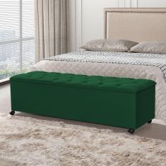 Imagem de Recamier Baú com Rodízios Cancun 1,50m Veludo Verde