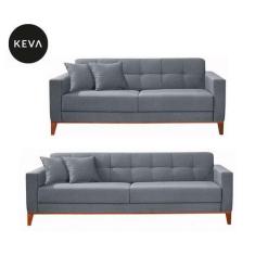 Imagem de Conjunto de Sofá 2 e 3 Lugares Kivik Capitonê Cinza - Keva