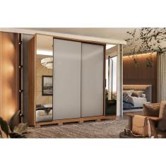 Imagem de Guarda Roupa 4 Portas de Correr e 4 Gavetas c/ 2 Espelhos e Pés Laredo Flex Amêndola/Amêndola ou Nude - Demóbile