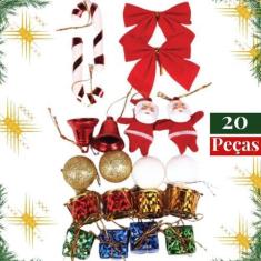 Imagem de Kit Enfeites de Natal Completo Laço Papai Noel Presentes 20 Itens - Wi