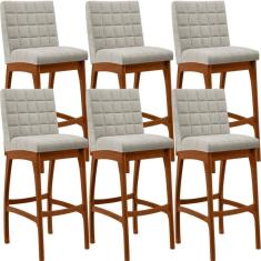 Imagem de Kit 06 Banquetas Altas Cozinha B04 Bouclê Creme