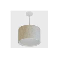 Imagem de Lustre Pendente Cilíndrico Duplo Md-4292 Cúpula em Tecido 40x30cm Rustico Bege - Bivolt