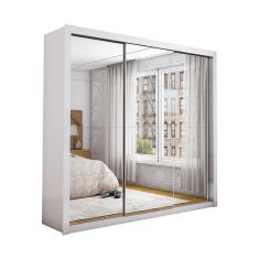 Imagem de Guarda Roupa Roupeiro Isabela Master 3 Portas De Correr Com Espelho 4 Gavetas Carioca Branco
