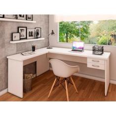 Imagem de Mesa De Escritório em L 120x150cm com Gaveta Tampo 30mm Branco