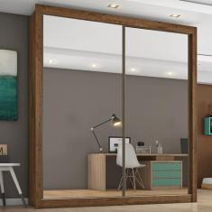 Imagem de Guarda Roupa Solteiro Espelhado 2 Portas 4 Gavetas - Zurique-Braúna -