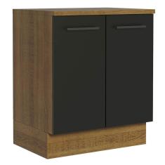 Imagem de Balcão de Cozinha Agata 70cm 2 Portas Rustic Preto