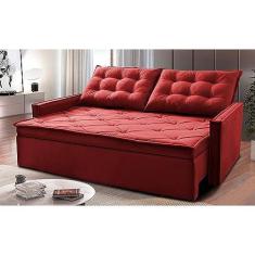 Imagem de Sofá Sem Caixa Retrátil e Reclinável 1,85m Cama Inbox Studio Suede Velusoft Vermelho