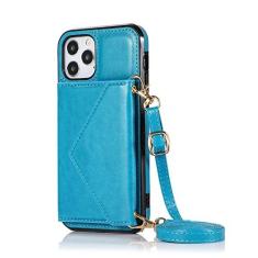 Imagem de Capa de telefone para iphone 13 mini capa de couro para iphone 12 pro max cartão moda cordão capa protetora para iphone 7 plus 8 6 se2020 xr x, azul, para iphone 13 pro