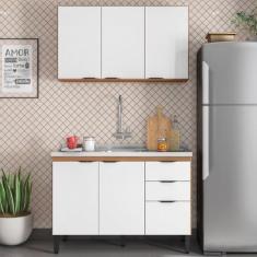 Imagem de Cozinha Compacta Firenze 6 Portas 2 Gavetas Amêndola Touch/Branco - De
