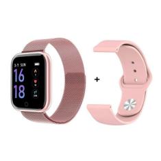 Imagem de Relógio Smartwatch P70 Monitor Cardíaco Pressão Arterial Passos Android Ios - Rosa - Smart Bracelet