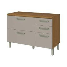 Imagem de Balcão De Cozinha Princesa 2 Portas E 3 Gavetas C/tampo 120cm Freijo/off White - Nesher