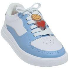 Imagem de Tênis Molekinha Infantil Napa Turim Meninas Casual, Branco, Celeste, 2