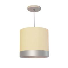 Imagem de Lustre Pendente Cúpula Crú Com Detalhe Prata 25X25