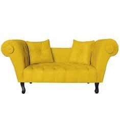 Imagem de Recamier Divã Namoradeira Dubai Capitonê Suede Amarelo - DS Estofados
