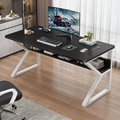 Imagem de Mesa De Computador Em Forma De K, Mesa De Trabalho Ergonômica Para Estudo, Estação De Trabalho Para Escritório Doméstico, Mesa Para Pc, Mesa De Jogos Com Portas USB E Gerenciamento De Cabos,Preto,