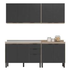 Imagem de Cozinha Modulada Composição 8 Firenze 4 Peças Avena/Grafito - Demóbile