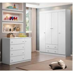 Imagem de Guarda Roupa Infantil E Cômoda Com 4 Gavetas Elisa - Phoenix Baby