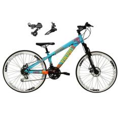 Imagem de Bicicleta Aro 26 Vikingx Tuff Azul/Laranja 21V Alumínio Câmbio Shimano