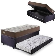 Imagem de Bicama Box Baú com Suede Preto 120x203 com Colchão Relax Adorabile Mol