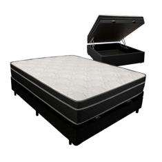 Imagem de Cama Box Baú Casal 138 Tecido Preto Com Colchão Paris De Molas Preto 67x138x188