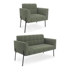 Imagem de Sofá Namoradeira e Poltrona Pé Ferro Pto Elisa Bouclê Menta D03 - D`Rossi