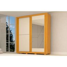 Imagem de Guarda Roupa 2 Portas de Correr (1 c/ Espelho) e 3 Gavetas Nicole Nature/Off White - ACP