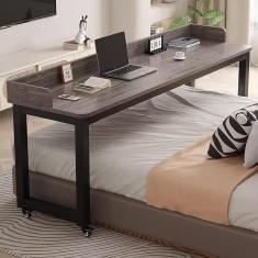 Imagem de Mesa sobreposta com rodas, mesa de computador móvel, estação de trabalho em pé, ao lado da mesa, mesa rolante para escrever em laptop, mesa de carrinho para laptop para sala de estar, casa d