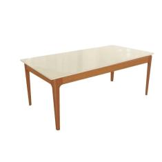 Imagem de Mesa De Sala Jantar Mira Madeira Maciça C-tampo Madeirado C- Vidro 200x100cm Carvalho-off White-vidro Off White - Kappesberg
