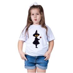 Imagem de Camiseta Infantil Menina Haloween Dia das Bruxas Abobora Fantasia Fant