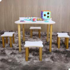 Imagem de Mesinha Educativa Infantil Atividade De Madeira Com Banquinhos - Beto 