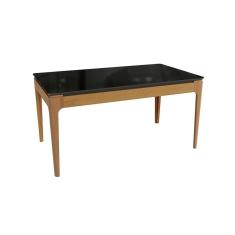 Imagem de Mesa De Jantar Kappesberg Em Madeira Maciça Com Tampo De Vidro Preto Fosco 160cm
