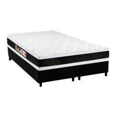 Imagem de Cama Box King: Colchão Espuma D45 Castor Black e White AIR Double Face + Base CRC Suede Black(193x203)