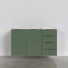 Imagem de Balcão Pia 2 Portas 4 Gavetas sem Tampo Ipanema Cabecasa Madeiramadeira Verde Folha/branco