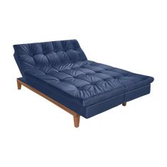Imagem de Sofá Cama Reclinável 2 Lugares Change Veludo Azul - Gran Belo