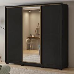 Imagem de Guarda Roupa Casal Com Espelho 3 Portas De Correr 6 Gavetas Spazio Gla