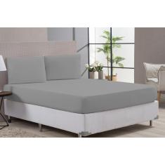 Imagem de Jogo Lençol Cama Casal Padrão 80% Algodão Bege Elástico