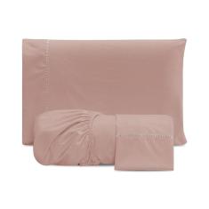 Imagem de Jogo De Lençol Casal 3 Peças 300 Fios Rosa