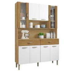 Imagem de Armário De Cozinha Compacta 121cm Bruna K02 Freijó/supremo/ripado - Mpozenato