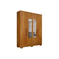 Imagem de Guarda Roupa Solteiro 4 Portas E 2 Gavetas C/ Espelho E Pés Milly/Veneza Cumaru - Novo Horizonte