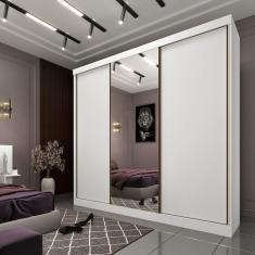 Imagem de Guarda Roupa com Espelho 3 Portas 240cm Somalia Expresso Neve/Neve