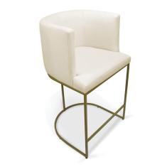 Imagem de Banqueta Paola Linho Base Metálica Dourada - D'rossi Cor A19 Bege