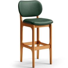 Imagem de Banqueta Alta Bar Cozinha Sala Jantar Fixa Betta L02 Imbuia Facto Verde Musgo - Lyam Decor