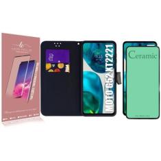 Imagem de Capa Carteira + Pelicula De Ceramica Compativel Moto G52 Xt2221 6.6 -