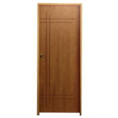 Imagem de Kit Porta De Madeira Semi-oca Bel ssima 9 Rodam Padr o Imbuia